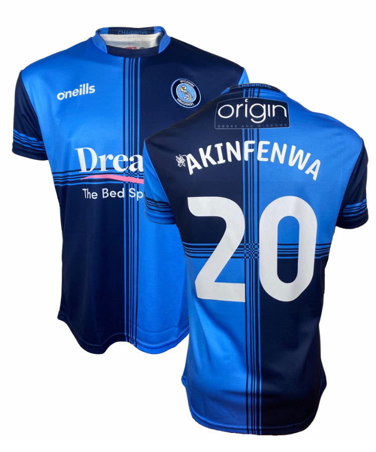 Wycombe Wanderers FC Home Shirt 2022 Akinfenwa Printing wycombe-wanderers-fc-home-shirt-2022-akinfenwa-printing